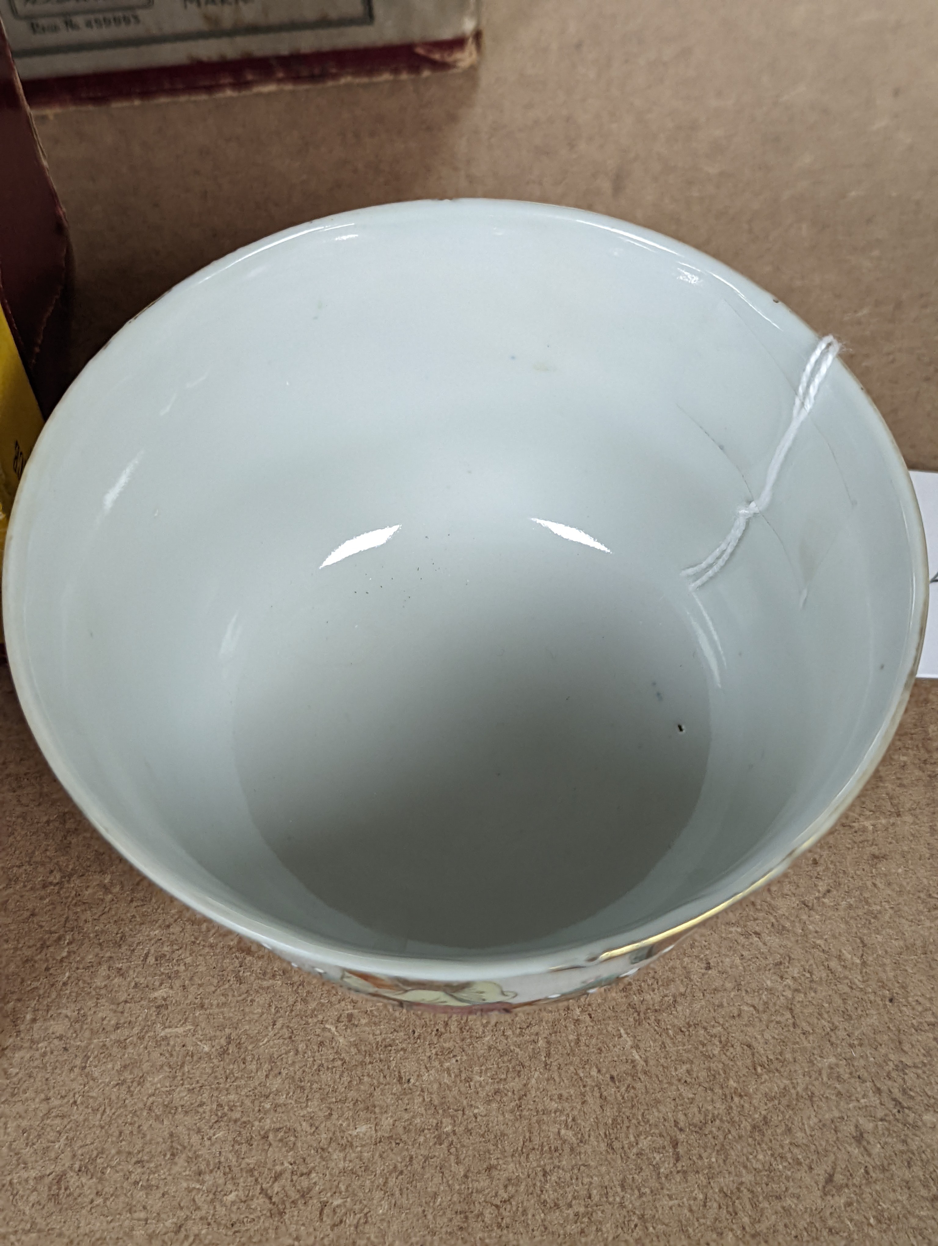 A late 19th century Chinese famille rose rice bowl, cover and stand, 11cm